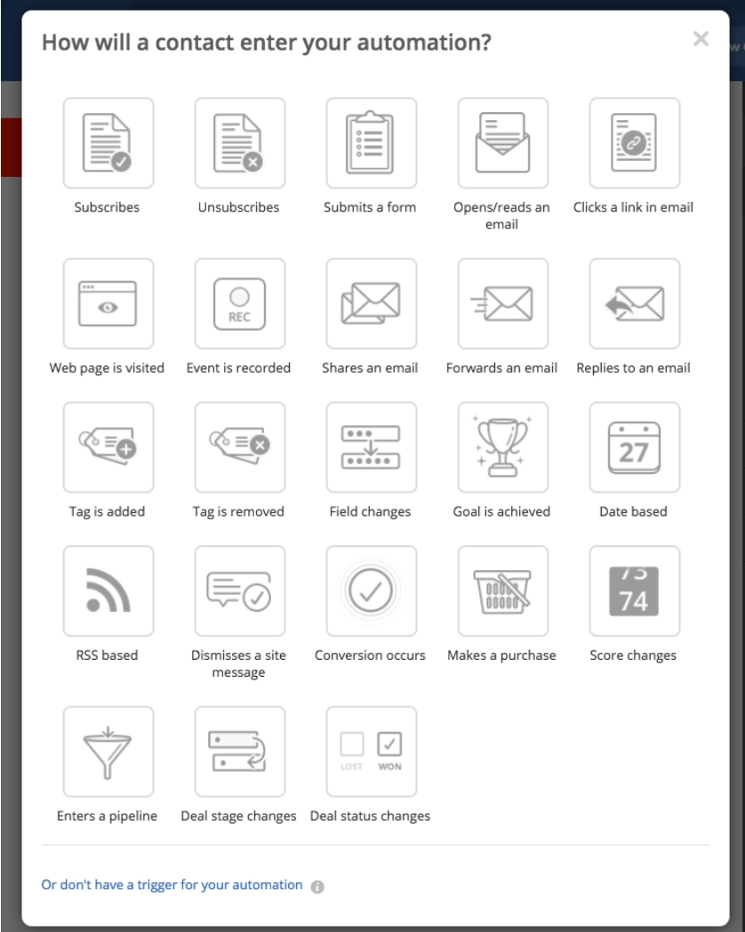 email marketing automation triggers by ActiveCampaign