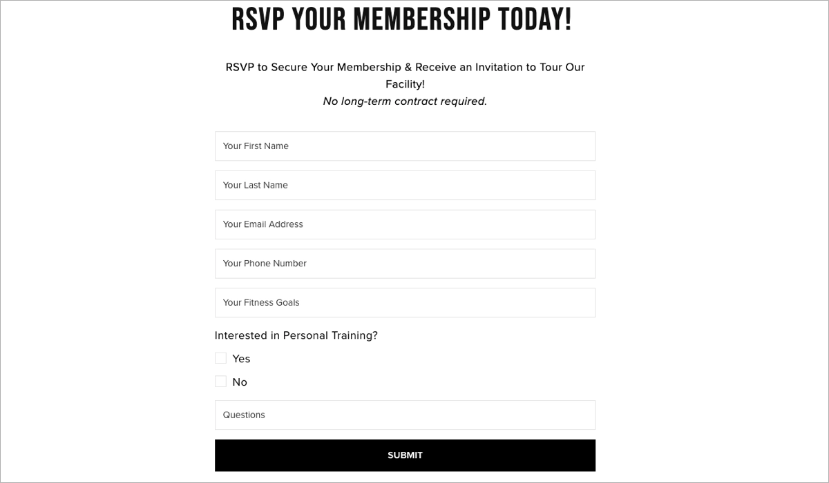 form converting website visitors into clients