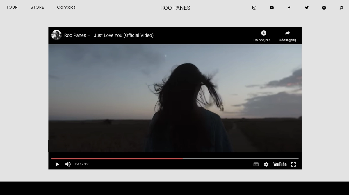 music marketing landing page video play