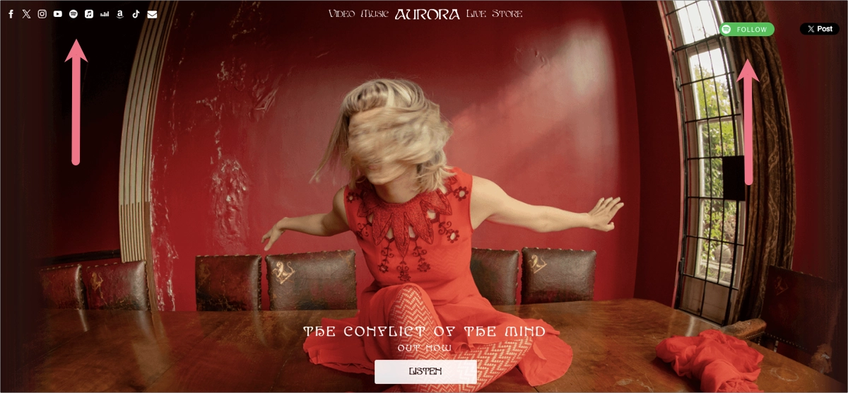 music marketing landing page inspiration