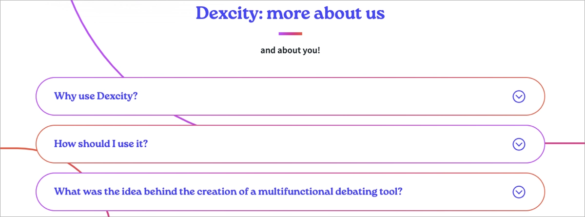 seção útil de perguntas frequentes em uma página de destino do kickstarter