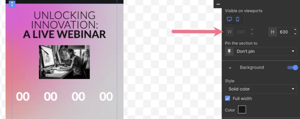 Editor móvel para landing pages