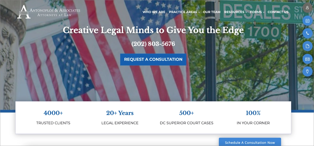 legal practice landing page