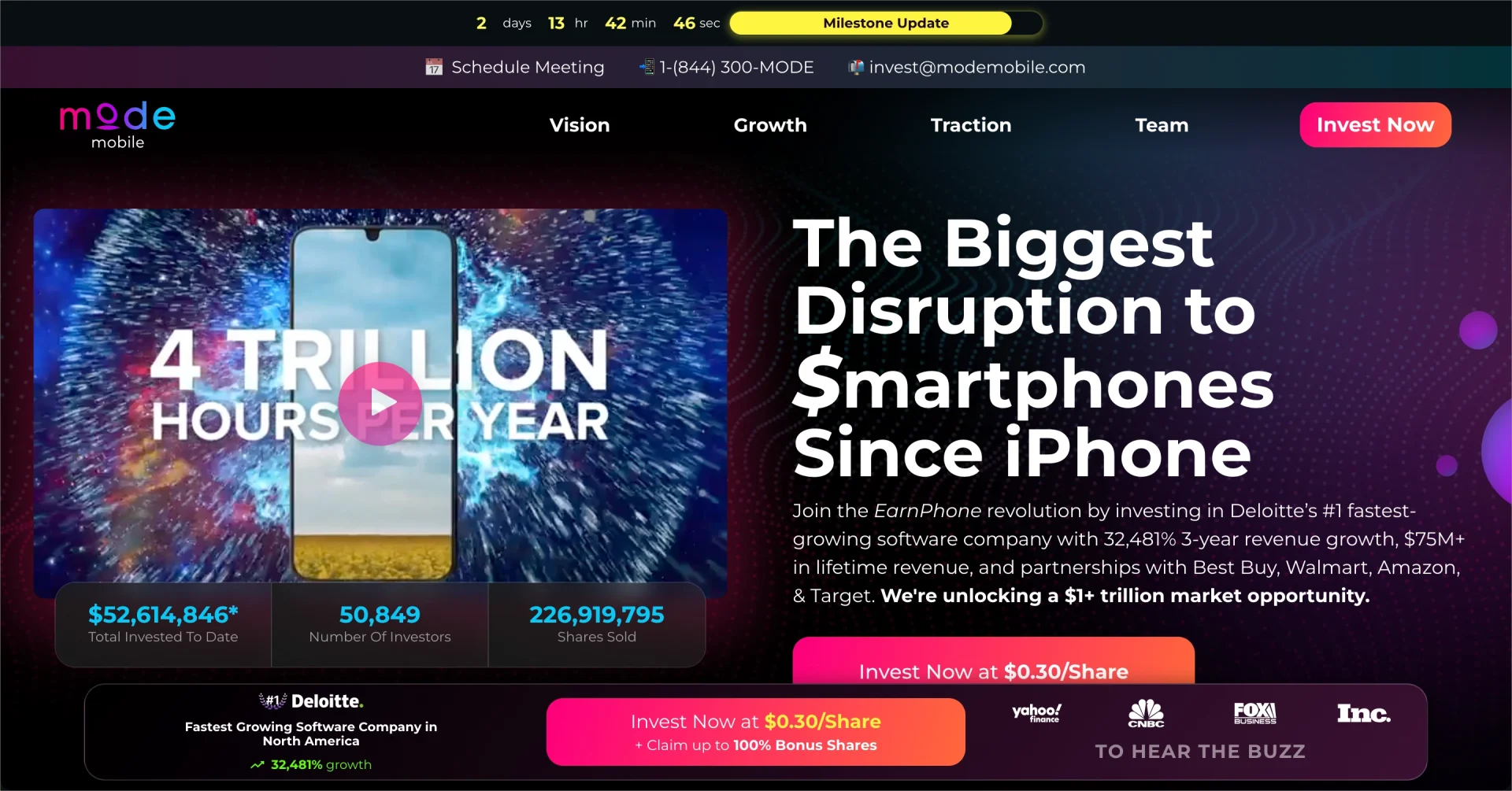 Modern landing page video example