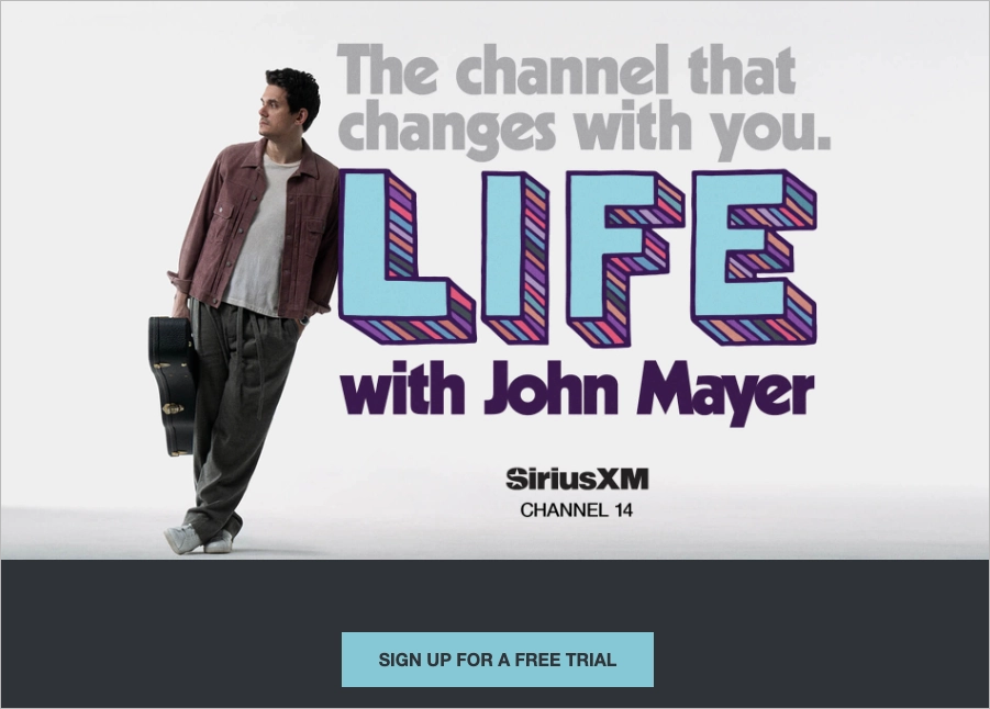 music landing page example