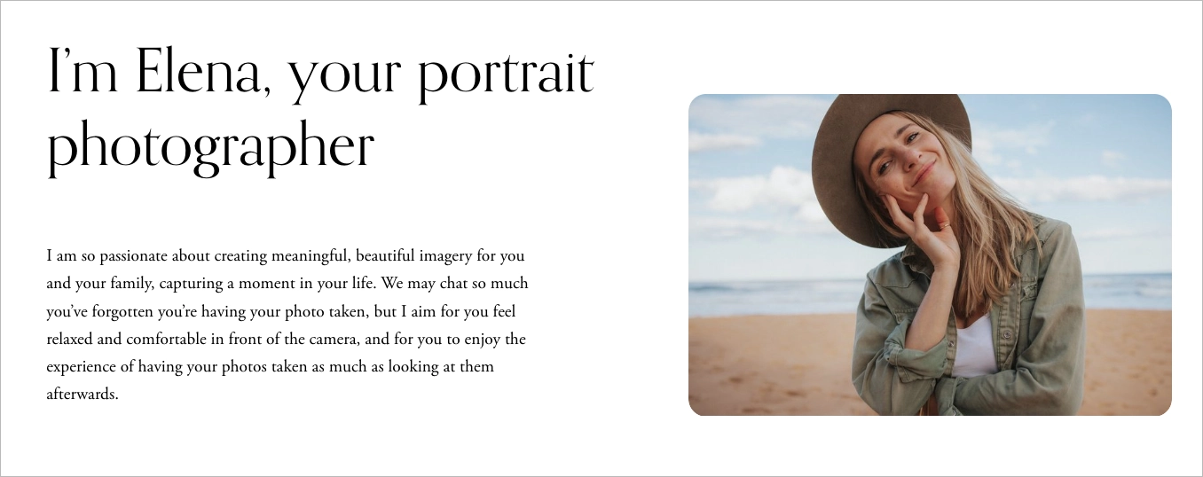 photographer landing page example