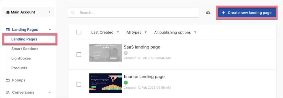 how to create mobile landing page