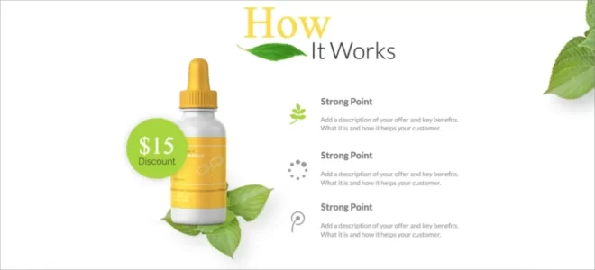 Landing page template to promote cosmetics