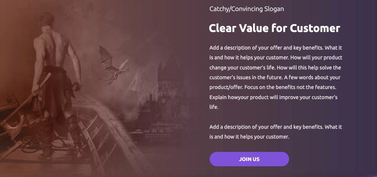 inspiração para modelo de página de destino de kickstarter de jogo