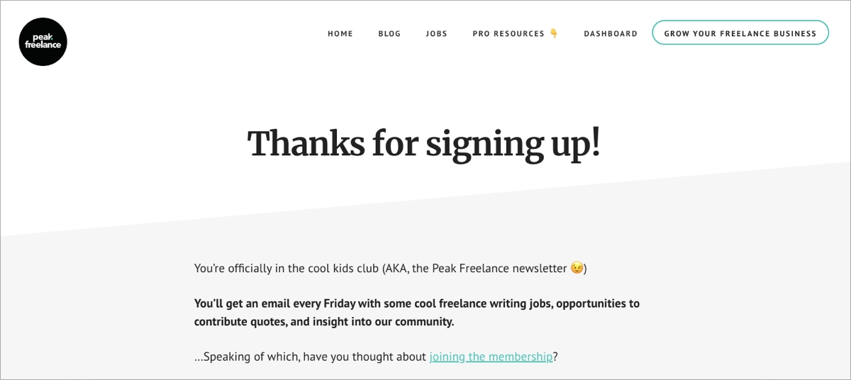 thank you page example