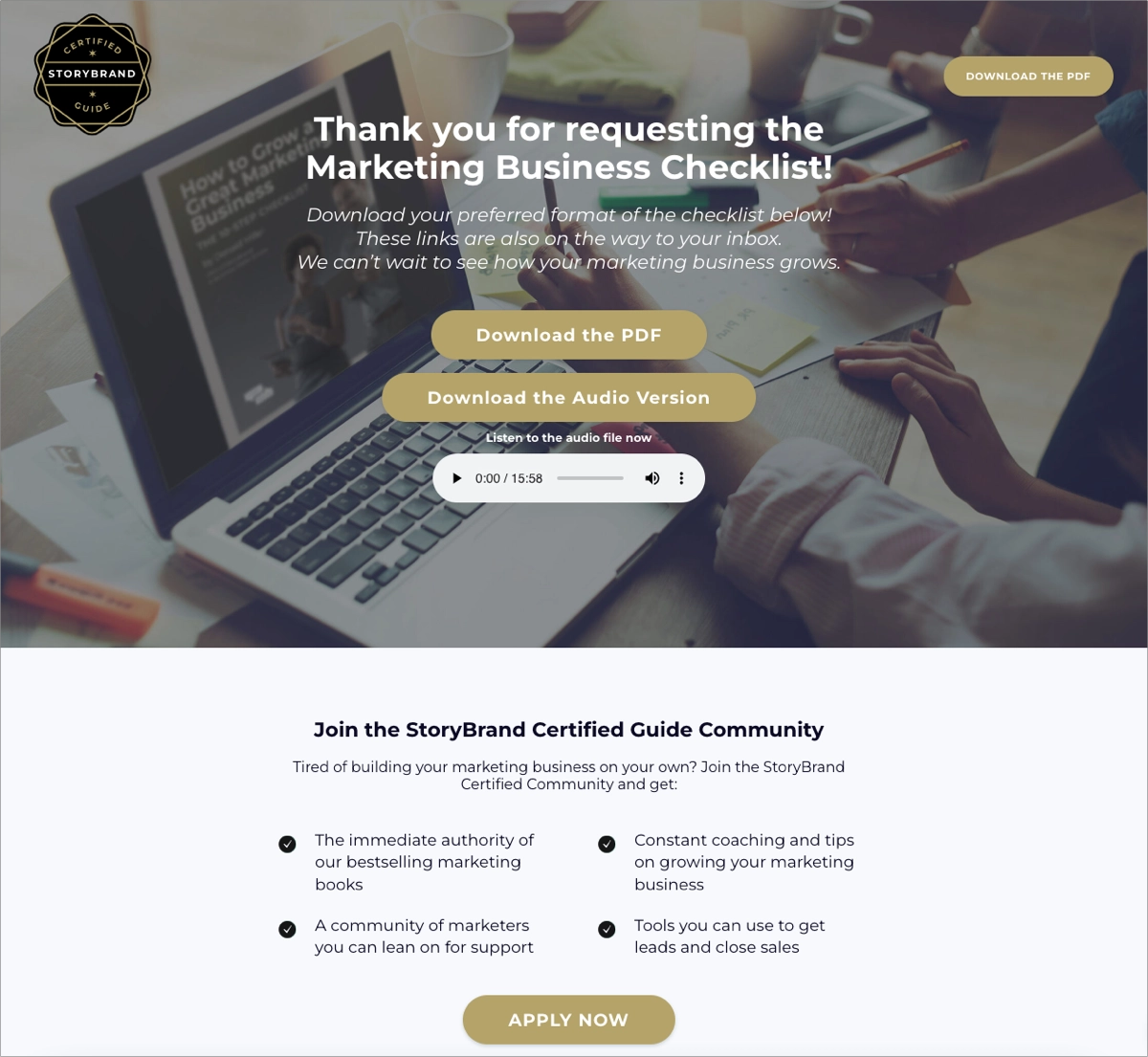 thank you landing page examples