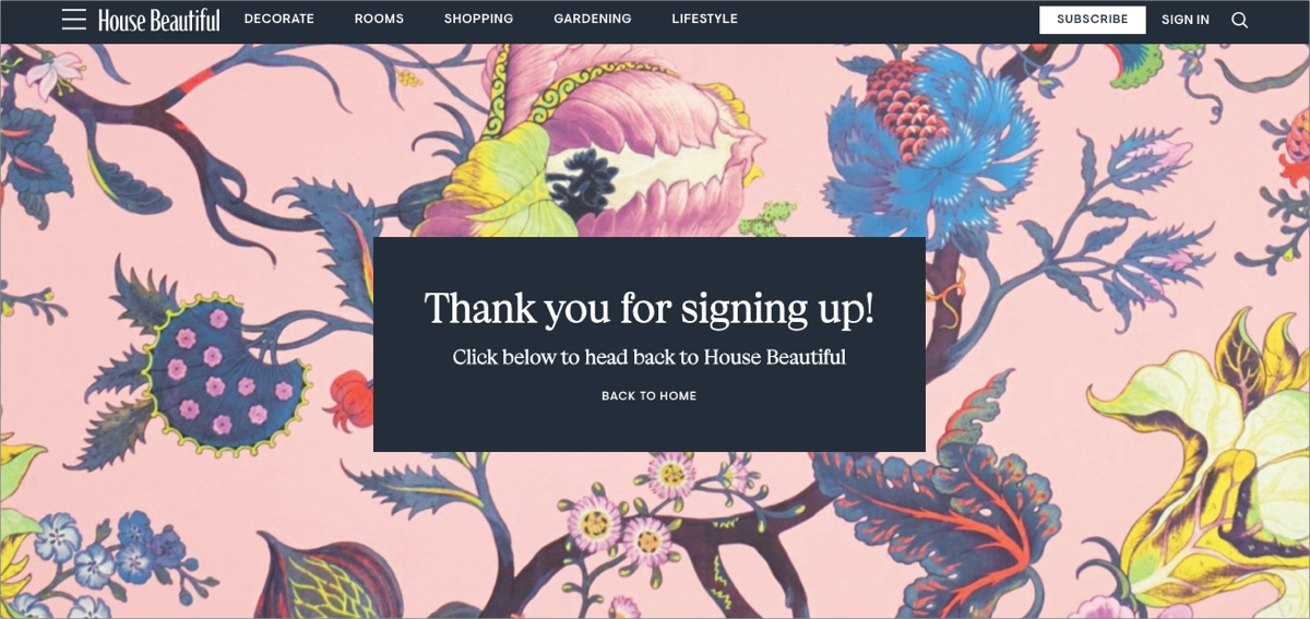 newsletter thank you page