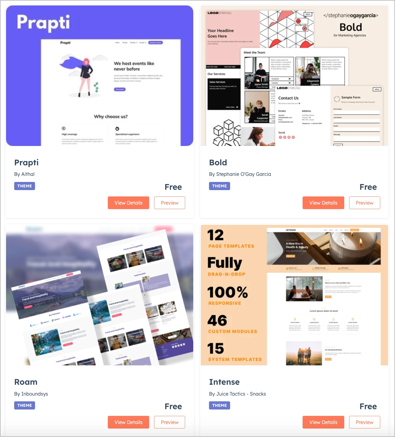 Modelos do Hubspot landing pages para campanhas de marketing