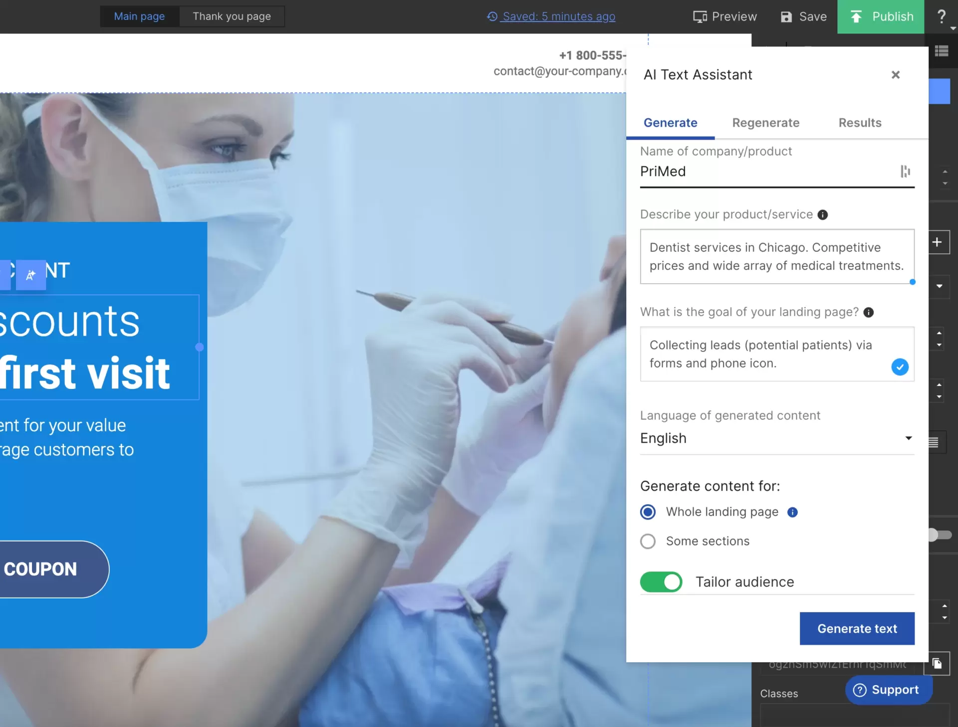 Landingi smart builder with AI Assistance