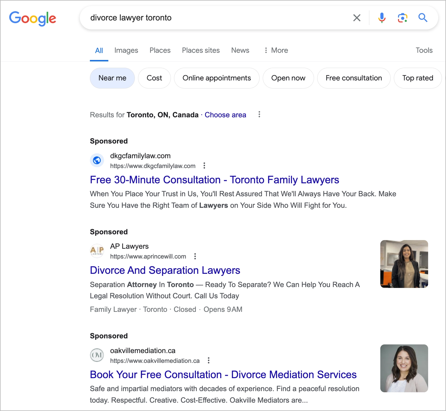 anúncio de mecanismo de pesquisa pago do escritório de advocacia