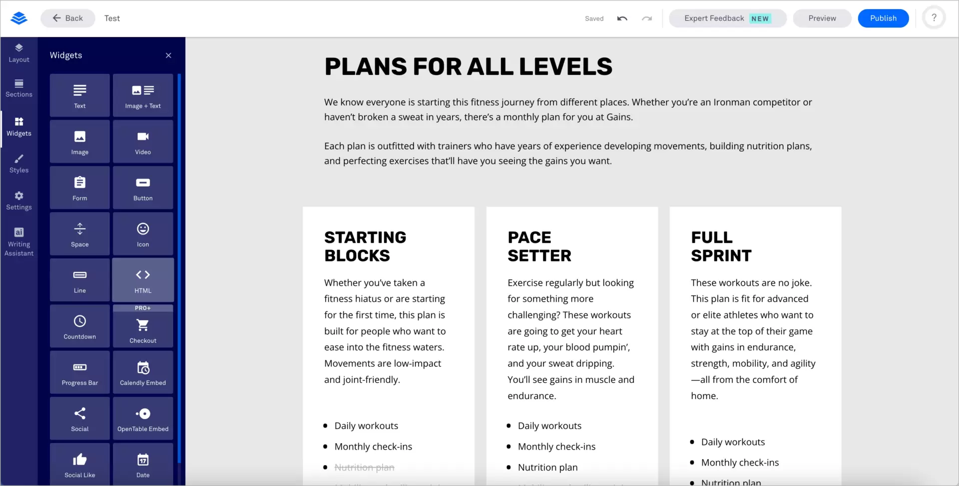 easy to use landing page builder with drag and drop feature