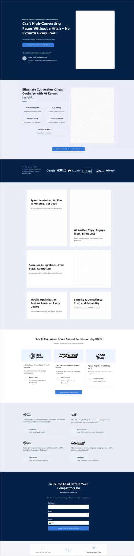 landing page gerado pela inteligência artificial do Swipe Pages