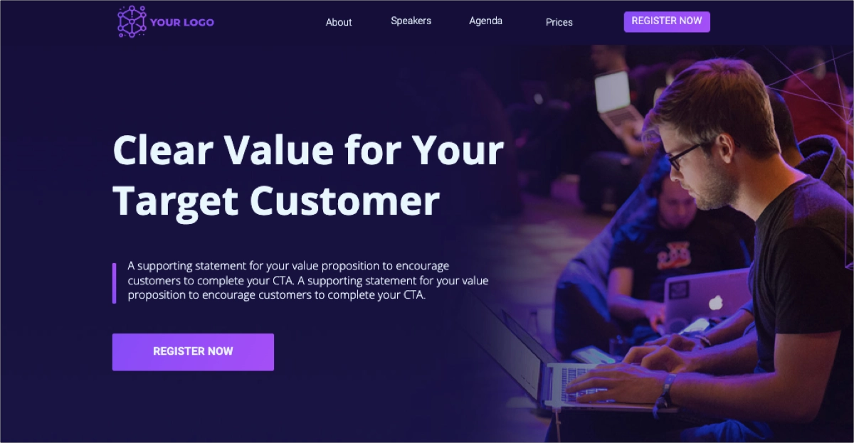 technology landing page template