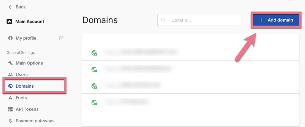 Adding new domain in Landingi