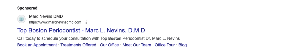 Medical search ad example