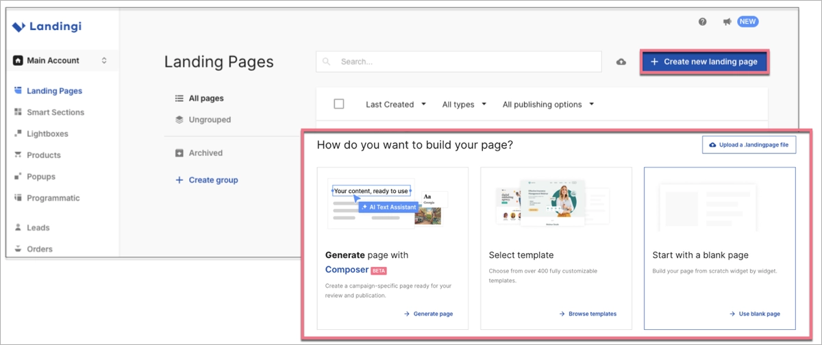 landing page criação na melhor construtora landing page - Landingi