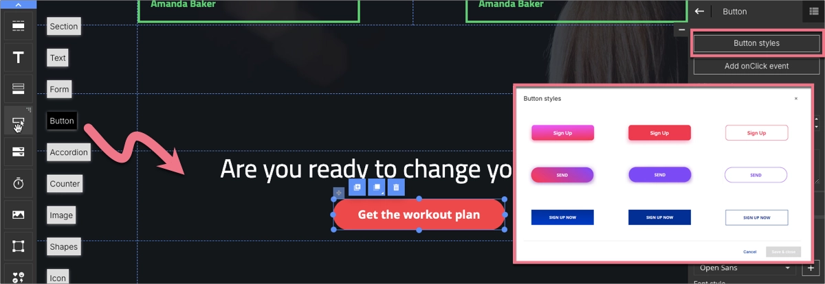 Criação de botão de CTA - Landingi