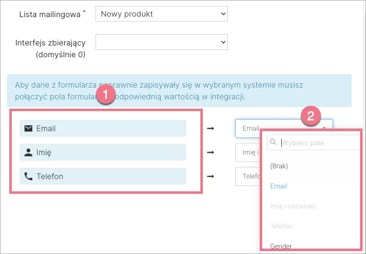 Łączenie pól formularza dla integracji Landingi i SARE