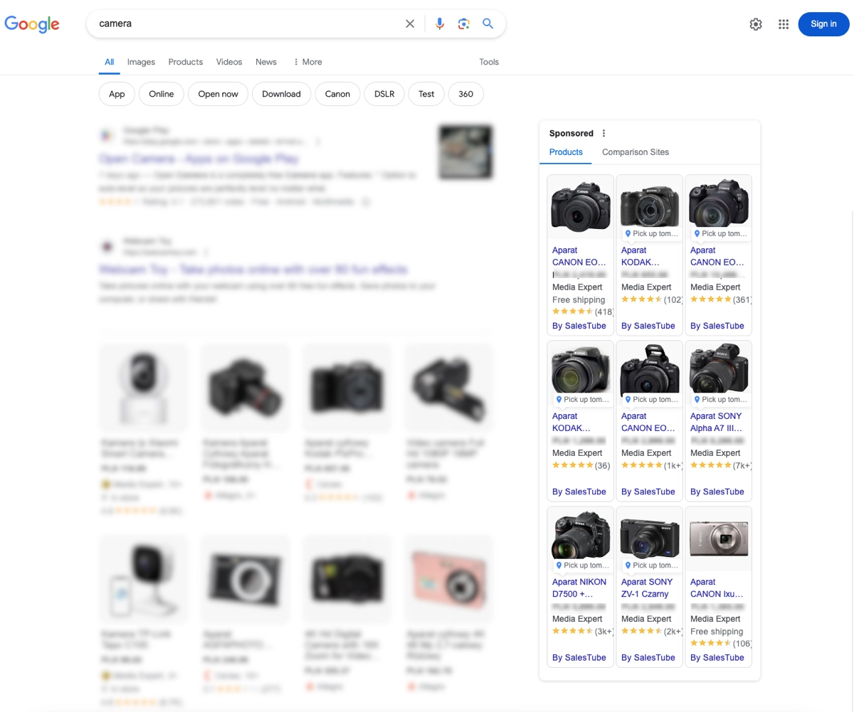 google search shopping ads