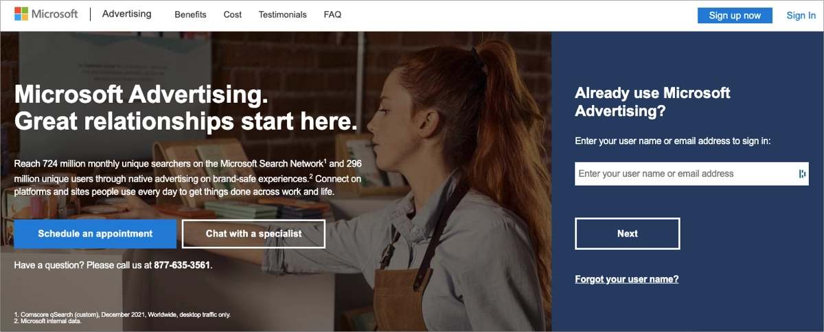Plataforma ppc que permite que as empresas anunciem no Bing