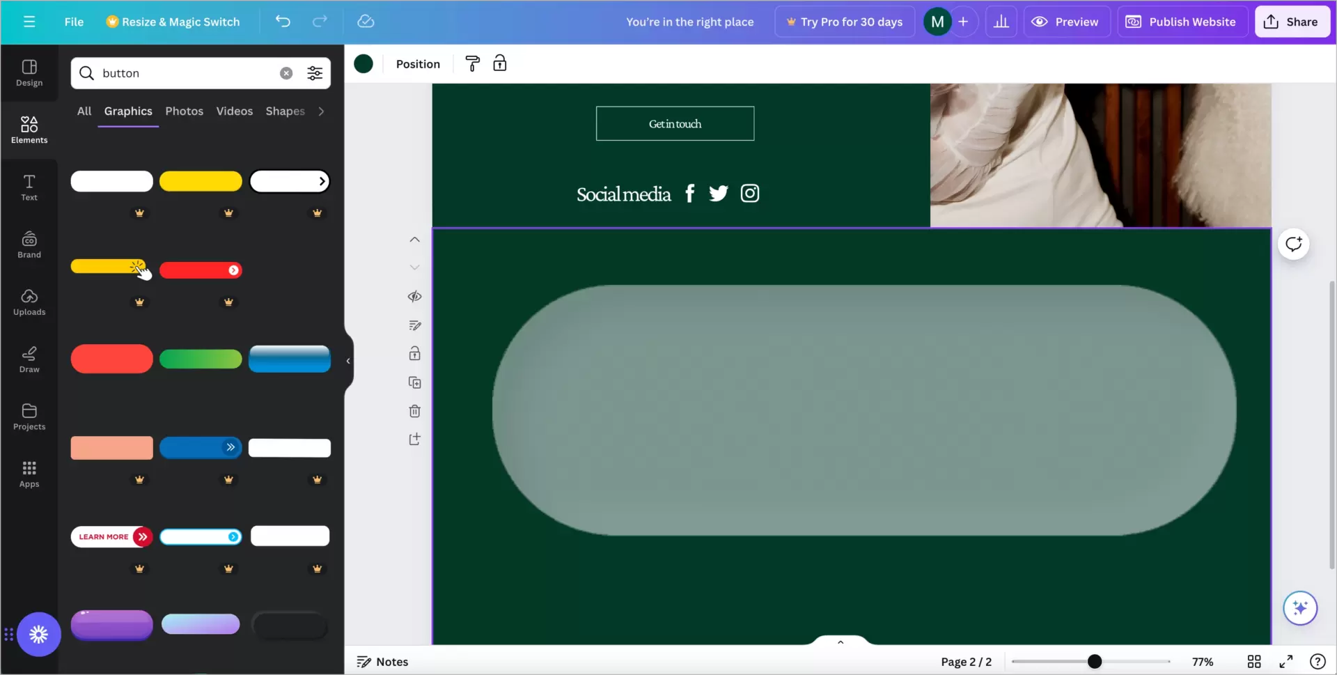 elementos de design no canva disponíveis no plano gratuito e nos planos pagos