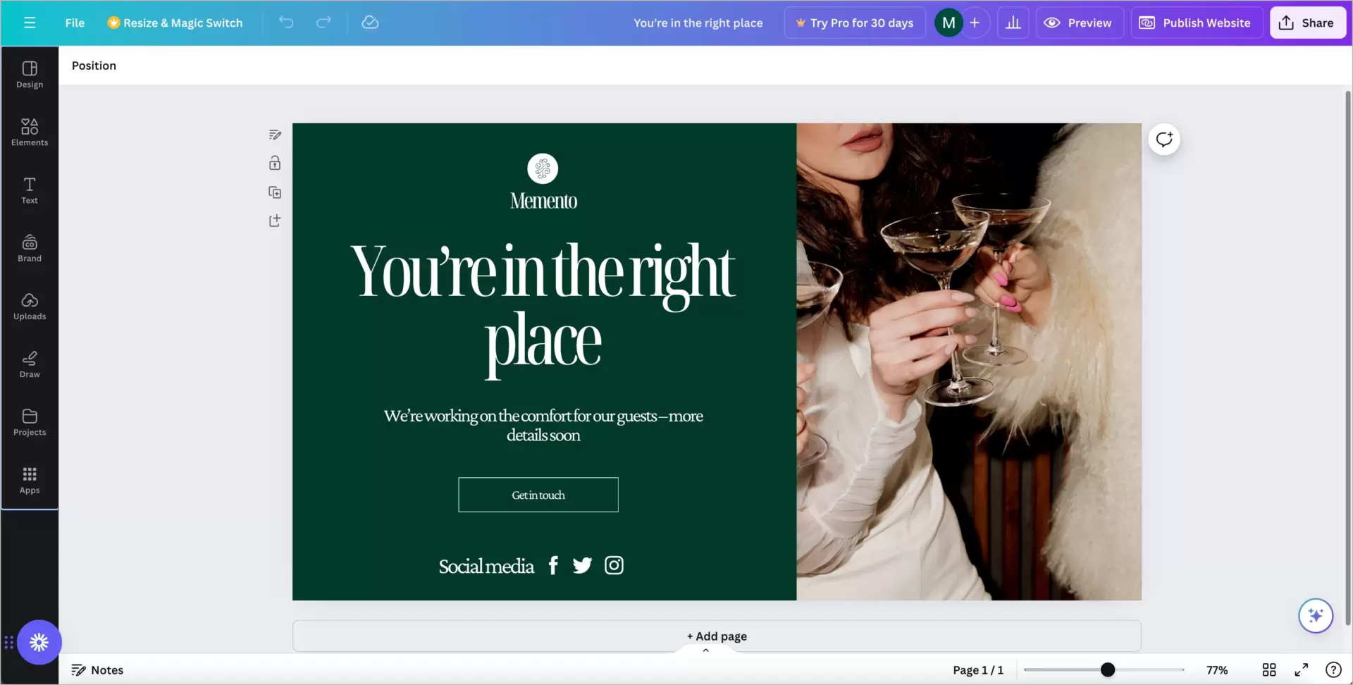 editor de fotos on-line e landing page builder em uma única ferramenta do Canva