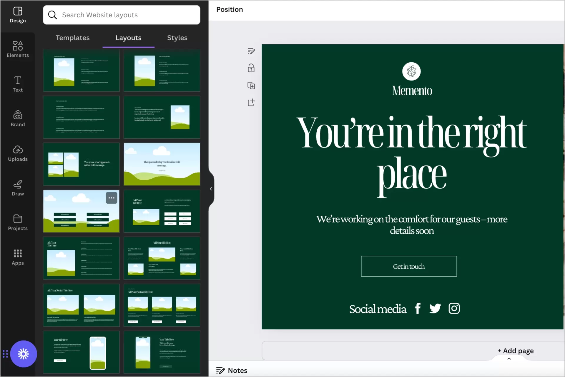 interativo landing pages criado na ferramenta de edição de fotos canva