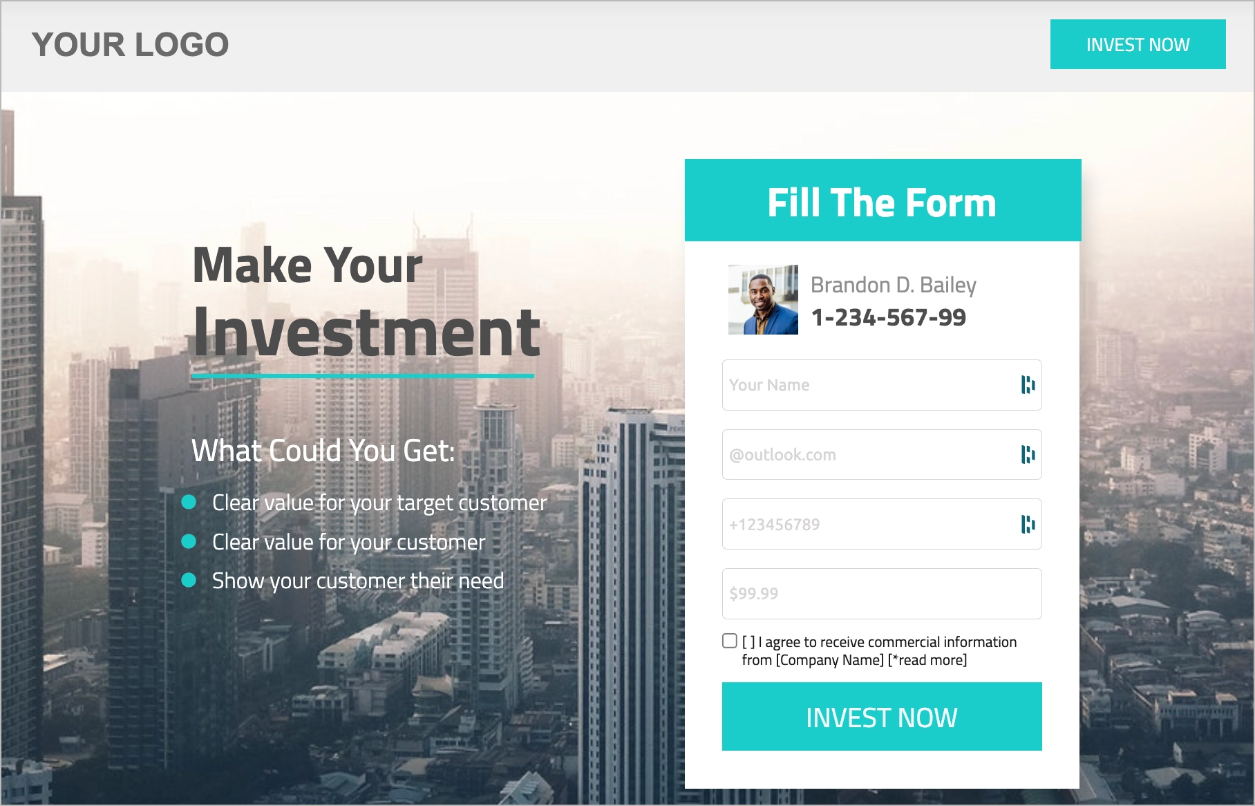 Modelo de página de destino de ppc para economia