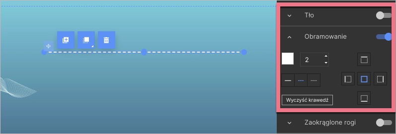 Jak stworzyć linie przerywaną w edytorze Landingi