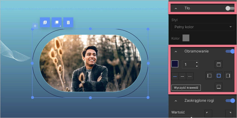 Tworzenie obramowania w edytorze Landingi