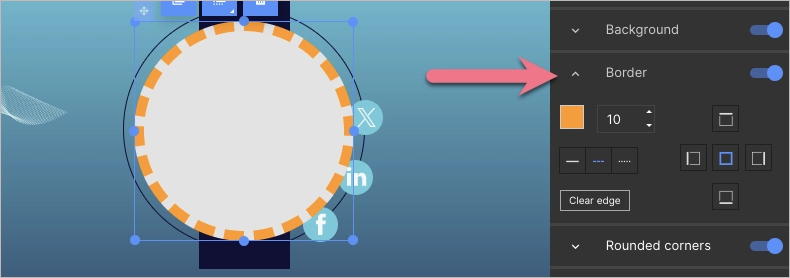 Border settings for Shapes widget