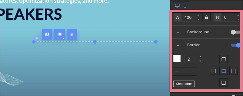 Creating dotted line in Landingi editor
