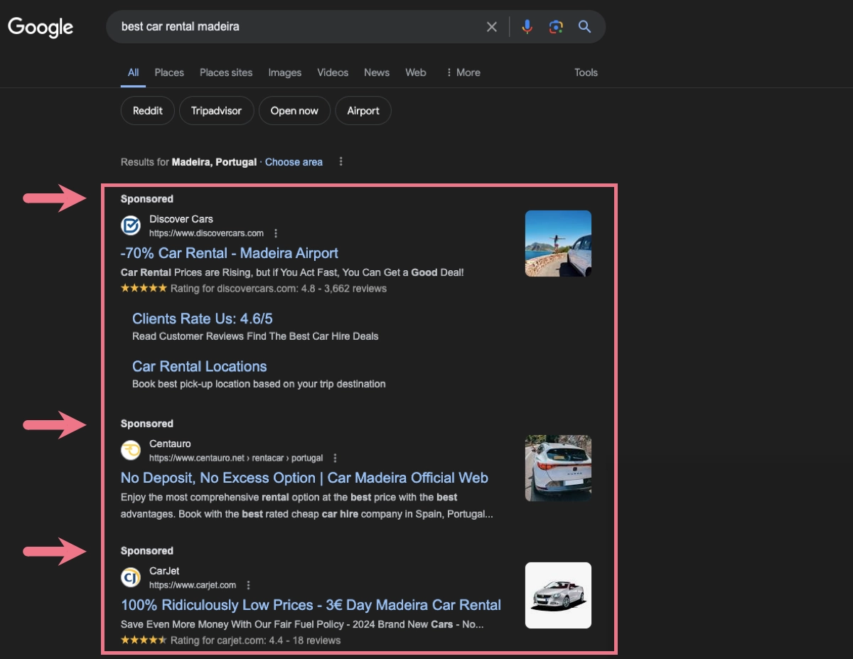 local ppc keywords search results