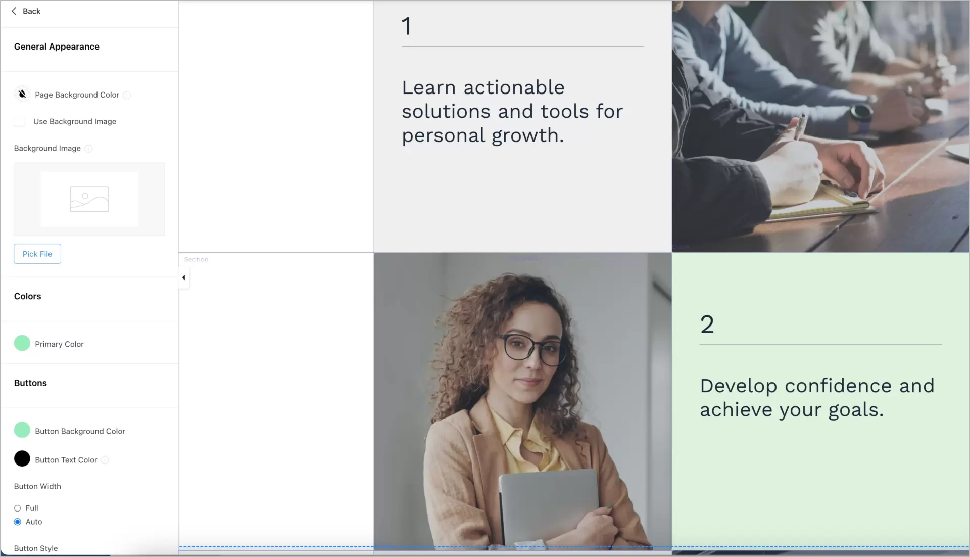 estilos gerais na plataforma de criação do kajabi