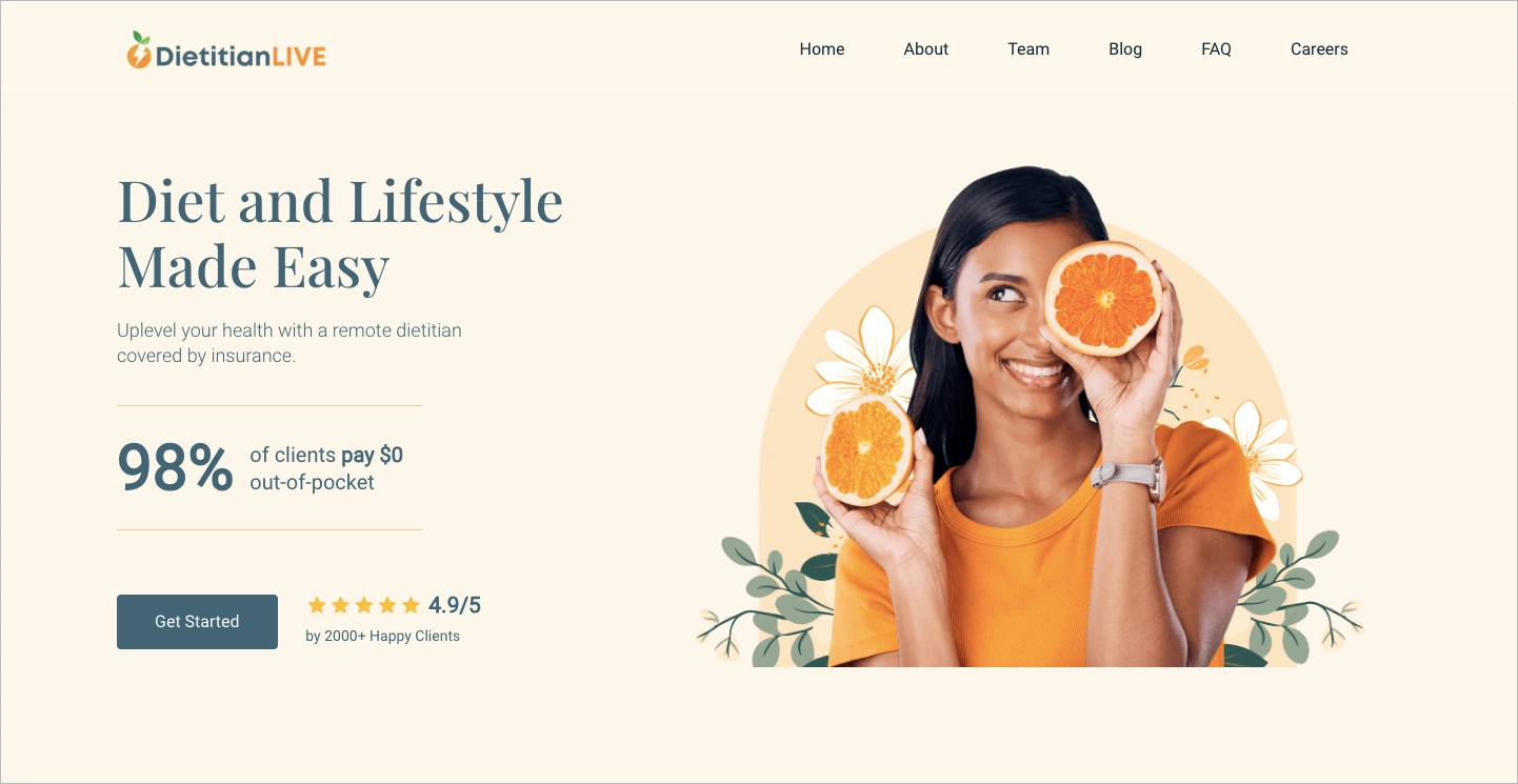 Exemplo de nutricionista landing page no WordPress