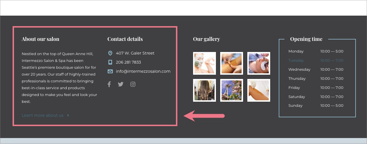 geographic location on a landing page