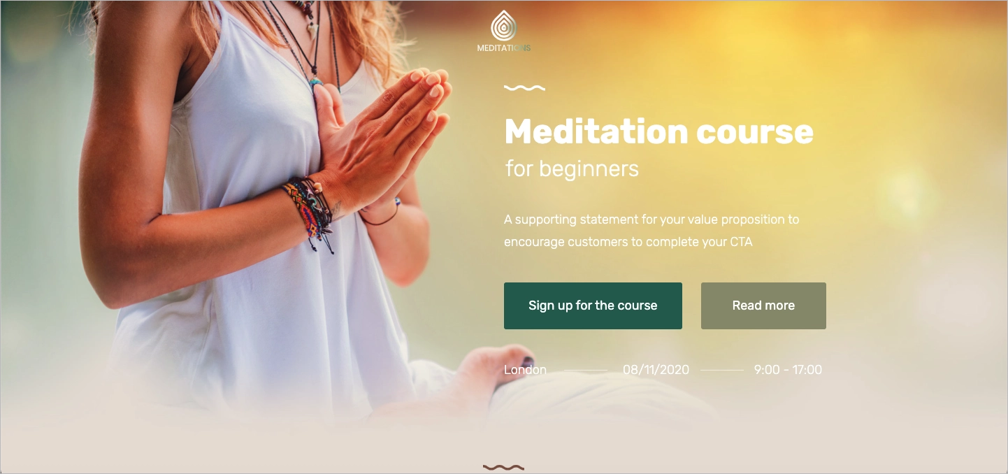 Landing page modelo para promoção de cursos