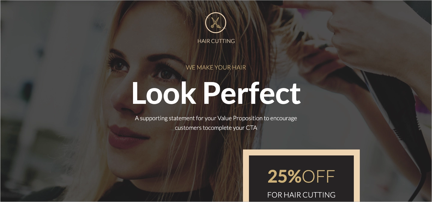 Modelo preto e dourado landing page