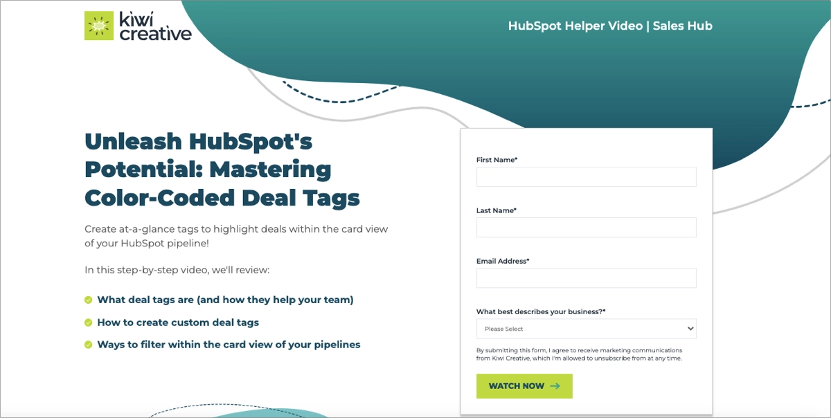 exemplo de página de captura de e-mail