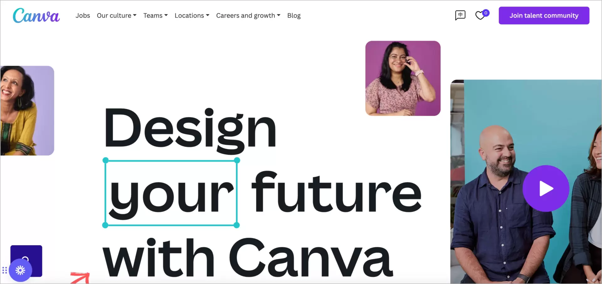 O título do canva alinhado com a marca do empregador no recrutamento landing page