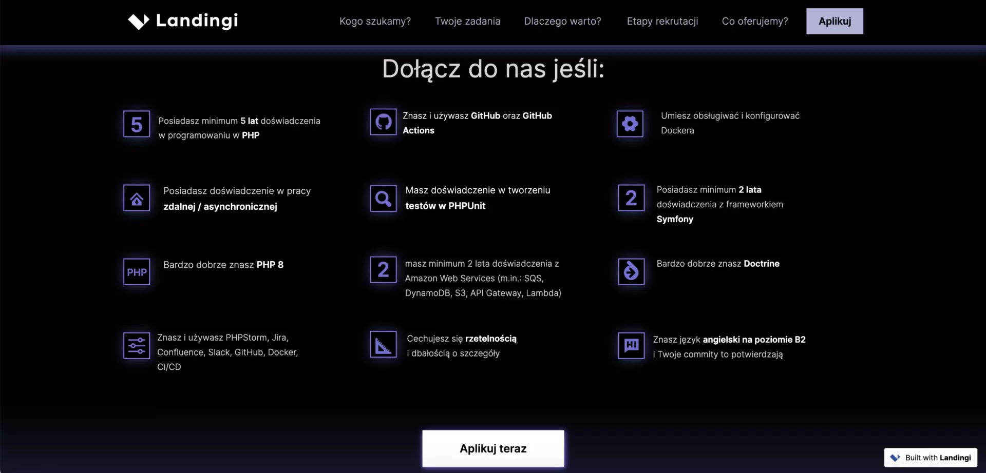 Landingi personalizada da landing pages para a contratação de candidatos qualificados