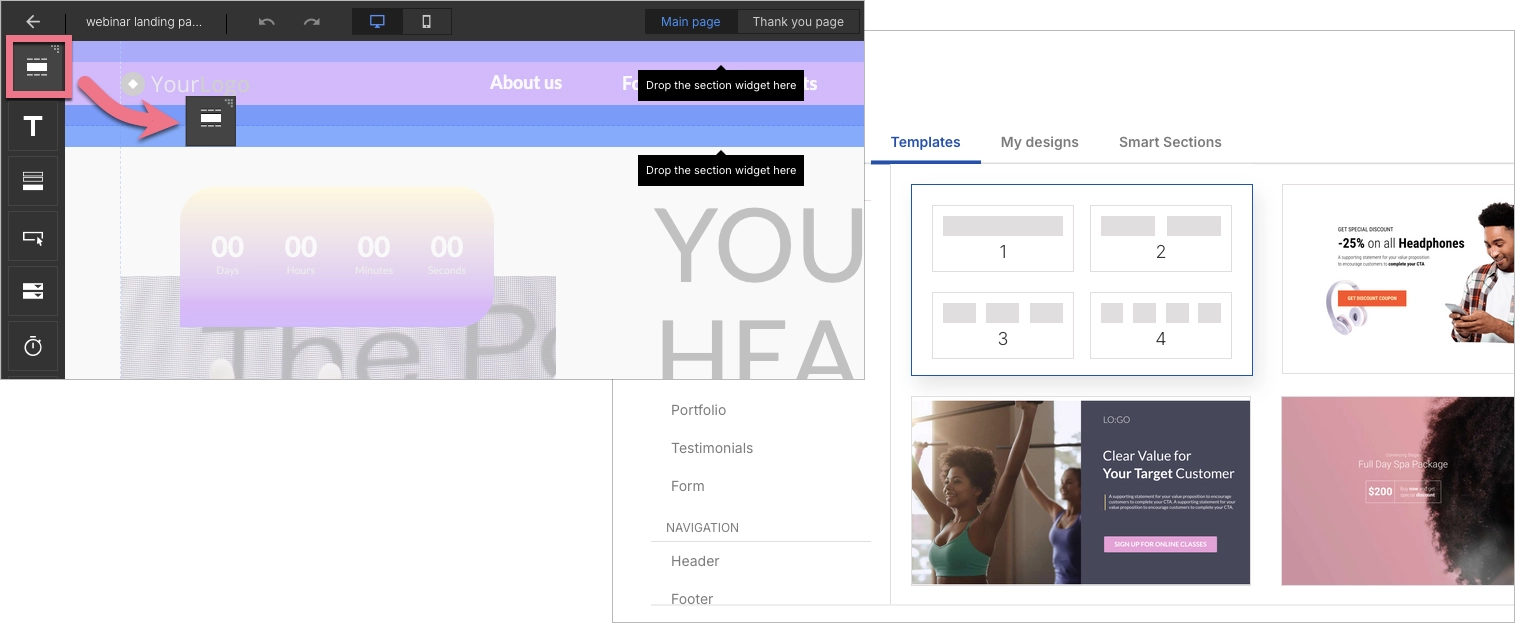 Construindo landing page com seções