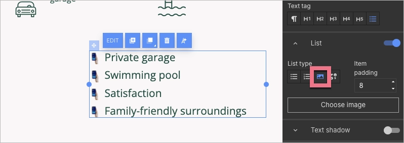 Images as bullets in text