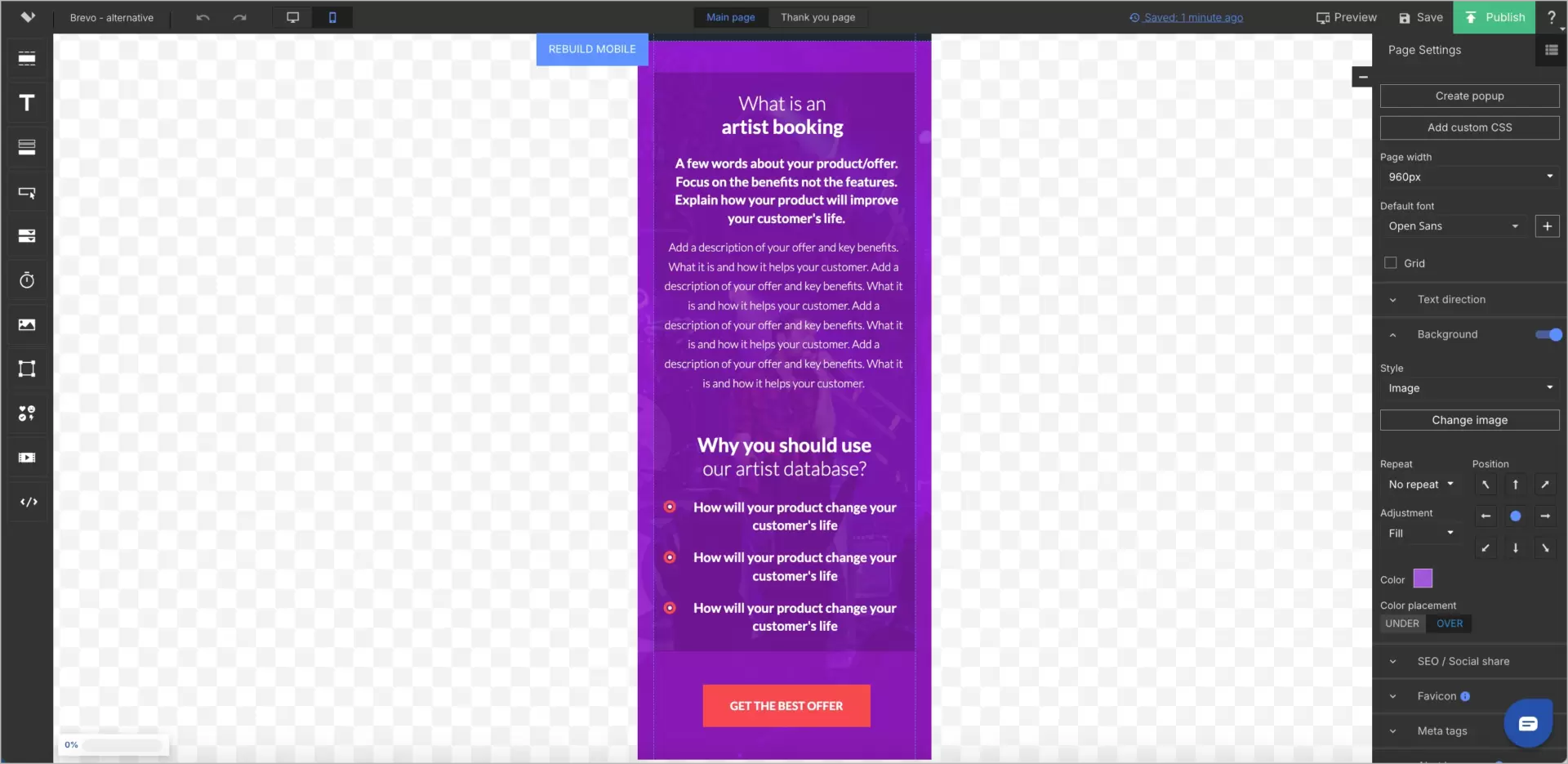 construtor de celulares para landing pages em Landingi
