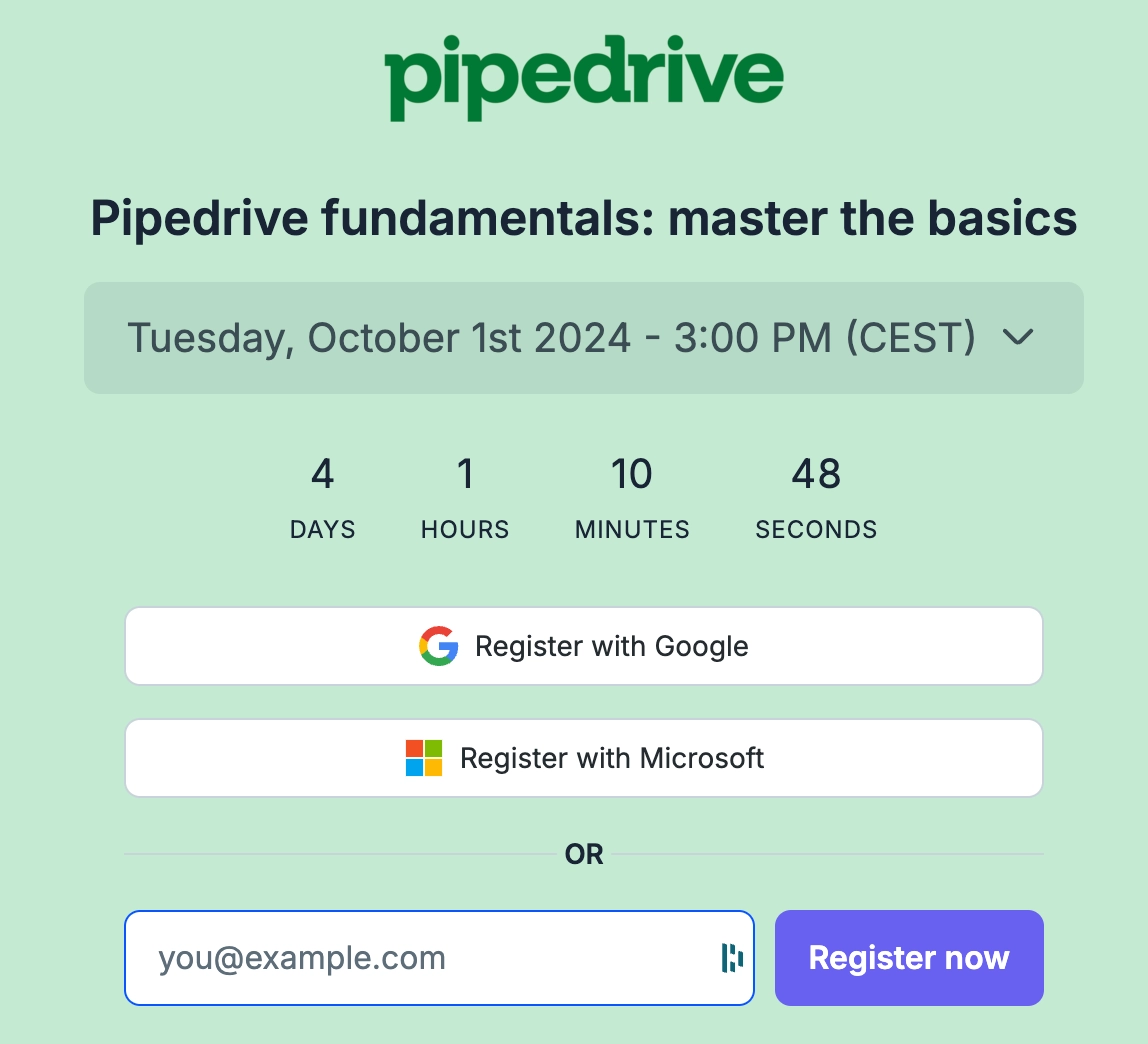 straight but great webinar landing page example